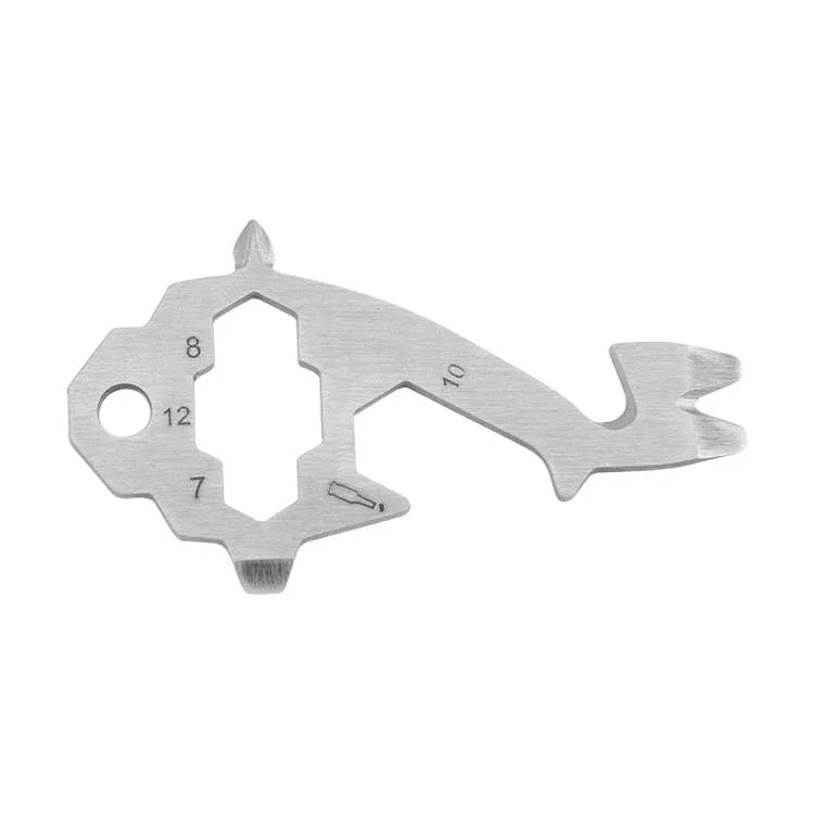 Flaschenöffner-Schraubwerkzeug aus Edelstahl für den Außenbereich, Multi-Tool-Karte, Turmform, Haiform, Giraffenform