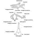 Flaschenöffner-Schraubwerkzeug aus Edelstahl für den Außenbereich, Multi-Tool-Karte, Turmform, Haiform, Giraffenform