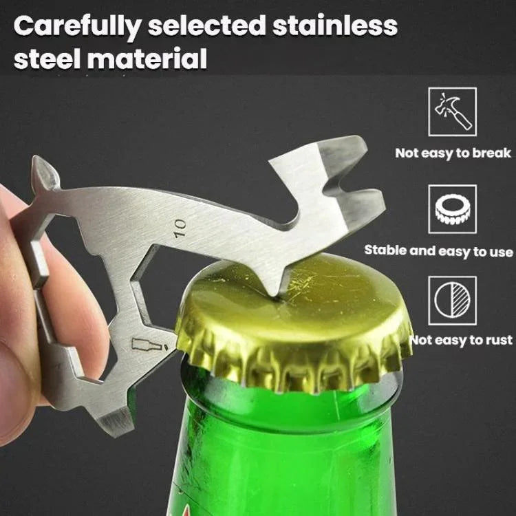 Flaschenöffner-Schraubwerkzeug aus Edelstahl für den Außenbereich, Multi-Tool-Karte, Turmform, Haiform, Giraffenform