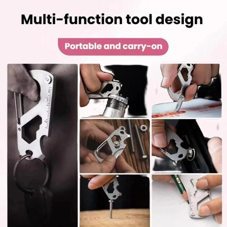 7-in-1 Outdoor Multifunktionaler Schraubendreher Flaschenöffner Tragbare Gadgets, runder Bergsteigerkarabiner