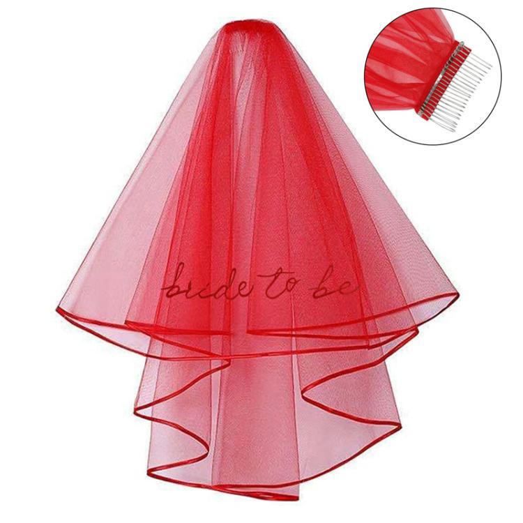 Brautschleier-Haaraccessoires: Doppellagiger Tüllschleier, rote Kunststoffhaarbürste, schwarze Kunststoffhaarbürste, weiße Kunststoffhaarbürste, rote Eisenhaarbürste, schwarze Eisenhaarbürste, weiße Eisenhaarbürste