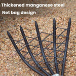 Muschelrechen mit Netzfach Strandrechen Holzgriff Kleiner Eisenrechen Werkzeug, Kurz, Lang