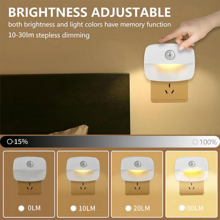 Intelligente Bewegungsmelder-Nachtlampe, 3 Farbtemperaturen, Steckdosenleuchte für Schlafzimmer, Flur, Treppen, EU-Stecker, US-Stecker