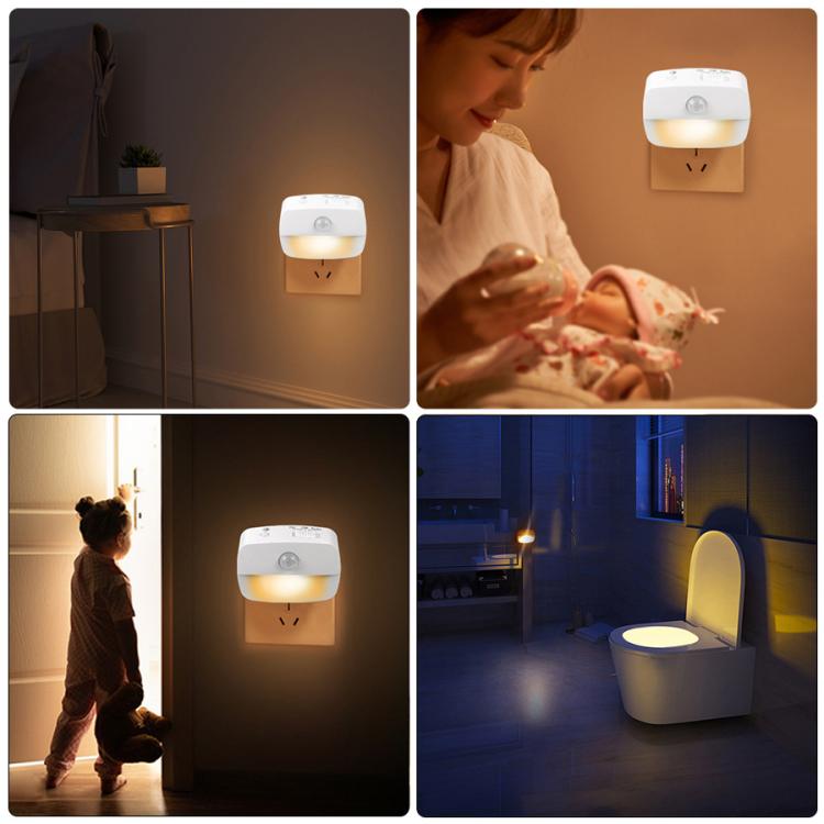 Intelligente Bewegungsmelder-Nachtlampe, 3 Farbtemperaturen, Steckdosenleuchte für Schlafzimmer, Flur, Treppen, EU-Stecker, US-Stecker
