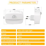 Intelligente Bewegungsmelder-Nachtlampe, 3 Farbtemperaturen, Steckdosenleuchte für Schlafzimmer, Flur, Treppen, EU-Stecker, US-Stecker