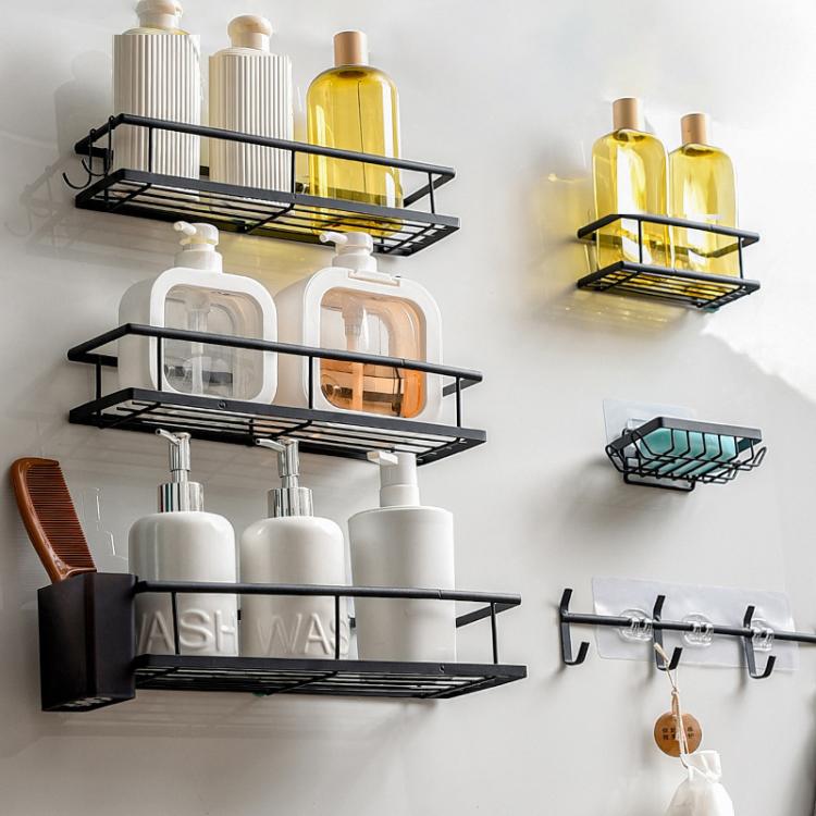 Wandmontierter, bohrfreier Badezimmer-Toilettenartikel-Organizer
