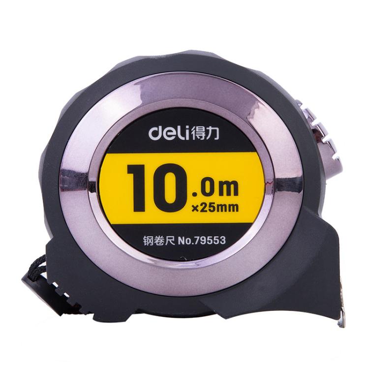 Selbstsperrendes Stahlmaßband TPR-beschichtetes Maßlineal, Deli 79550 3m x 16mm, Deli 79551 5m x 19mm, Deli 79552 7,5m x 25mm, Deli 79553 10m x 25mm