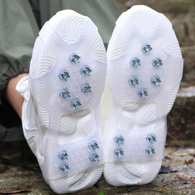 AOTU AT616 1 Paar Outdoor Anti-Sturz 10-Zacken-Steigeisen Eiskrallen Bergsteigen Eis Schnee Rutschfeste Überschuhe, S für Schuhgröße 24-33, M für Schuhgröße 34-40, L für Schuhgröße 41-44, XL für Schuhgröße 45-49