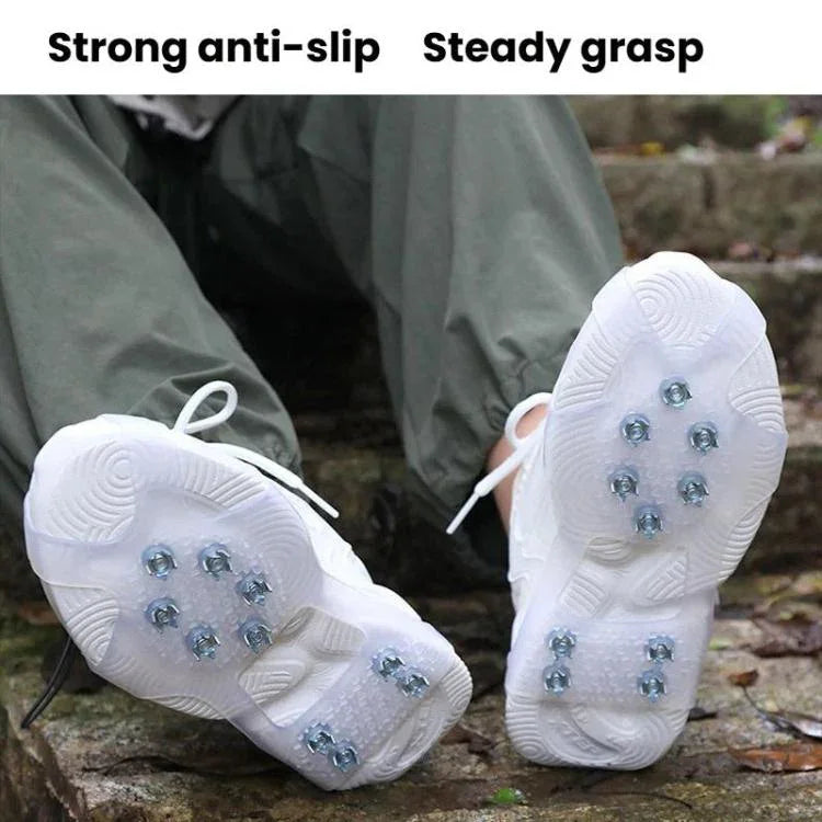 AOTU AT616 1 Paar Outdoor Anti-Sturz 10-Zacken-Steigeisen Eiskrallen Bergsteigen Eis Schnee Rutschfeste Überschuhe, S für Schuhgröße 24-33, M für Schuhgröße 34-40, L für Schuhgröße 41-44, XL für Schuhgröße 45-49