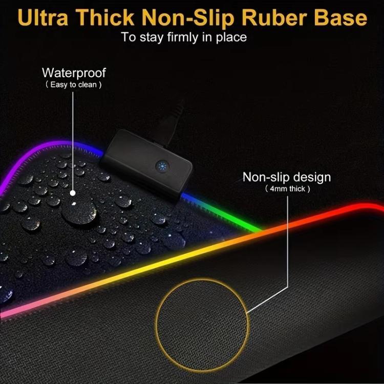 Micro-USB LED leuchtende Maus-Tastatur-Unterlage RGB bunte Lichter gesperrte Kante verdickte Maus-Schreibtischunterlage, 250x350x3mm, 250x350x4mm, 300x800x3mm, 300x800x4mm, 400x900x3mm, 400x900x4mm