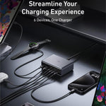 Prime 200W Gallium-Nitrid Desktop-Ladegerät 4 Typ-C+2 USB 6-Port Ladestation, US-Stecker, A2683