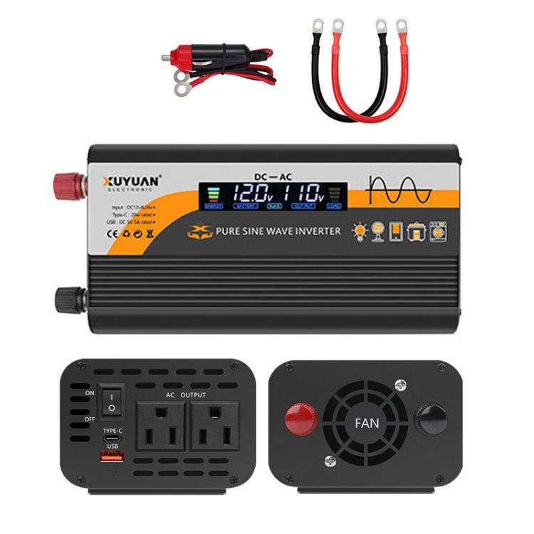 XUYUAN 12V / 24V To 110V Pure Sine Wave Inverter Power Inverter US Plug, 800W Black, 1400W Black, 2000W Black, 3000W Black, 3600W Black, 4000W Black, 800W Red, 1400W Red, 2000W Red, 3000W Red
