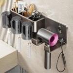Bohrerloser 3-in-1 Badezimmer-Organizer Wandhalterung Zahnbürsten- und Haartrocknerhalter Integriertes Regal, 2-Personen-mit-Becher, 2-Personen-ohne-Becher, 3-Personen-mit-Becher, 3-Personen-ohne-Becher, 4-Personen-mit-Becher, 4-Personen-ohne-Becher