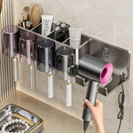 Bohrerloser 3-in-1 Badezimmer-Organizer Wandhalterung Zahnbürsten- und Haartrocknerhalter Integriertes Regal, 2-Personen-mit-Becher, 2-Personen-ohne-Becher, 3-Personen-mit-Becher, 3-Personen-ohne-Becher, 4-Personen-mit-Becher, 4-Personen-ohne-Becher