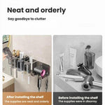Bohrerloser 3-in-1 Badezimmer-Organizer Wandhalterung Zahnbürsten- und Haartrocknerhalter Integriertes Regal, 2-Personen-mit-Becher, 2-Personen-ohne-Becher, 3-Personen-mit-Becher, 3-Personen-ohne-Becher, 4-Personen-mit-Becher, 4-Personen-ohne-Becher