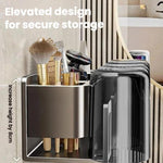Bohrerloser 3-in-1 Badezimmer-Organizer Wandhalterung Zahnbürsten- und Haartrocknerhalter Integriertes Regal, 2-Personen-mit-Becher, 2-Personen-ohne-Becher, 3-Personen-mit-Becher, 3-Personen-ohne-Becher, 4-Personen-mit-Becher, 4-Personen-ohne-Becher