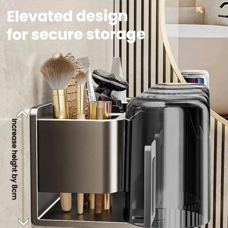 Bohrerloser 3-in-1 Badezimmer-Organizer Wandhalterung Zahnbürsten- und Haartrocknerhalter Integriertes Regal, 2-Personen-mit-Becher, 2-Personen-ohne-Becher, 3-Personen-mit-Becher, 3-Personen-ohne-Becher, 4-Personen-mit-Becher, 4-Personen-ohne-Becher