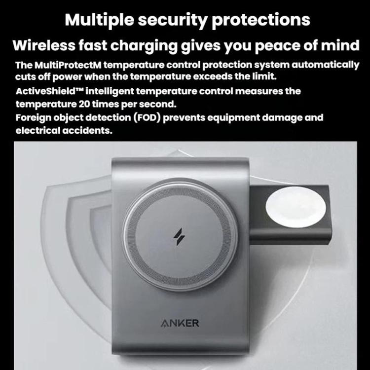 ANKER B2599 15W 3 In 1 Desktop Magnetic Wireless Charger Docking Station For iPhone / iWatch / AirPods, US Plug, B2599