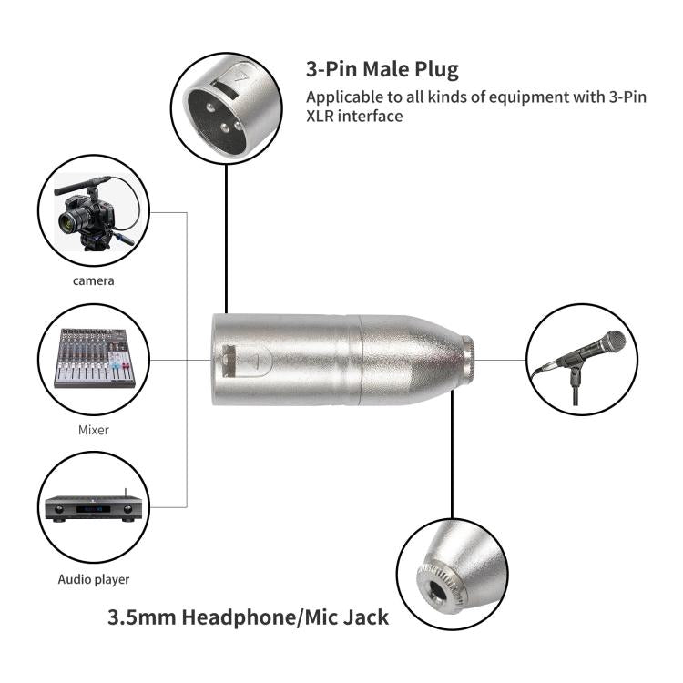 Metallgehäuse 3,5mm Buchse 1/8 TRS zu Carnott Stecker XLR Stecker Audio Adapter