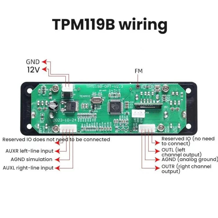 MP3 Bluetooth Decoderplatine USB/Line-In Eingang Digitaler Autoradio-Player, TPM119B
