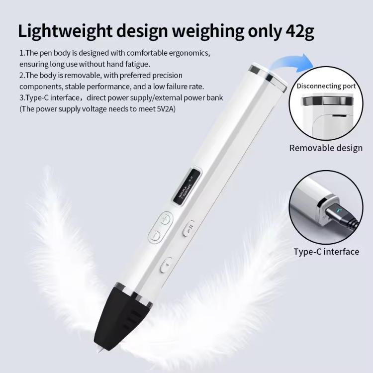 3D-Druckstift-Set mit abnehmbarem Gehäuse, HD-OLED-Bildschirm und präziser Temperaturregelung – 3-Geschwindigkeiten einstellbar, ohne Stecker, US-Stecker, EU-Stecker