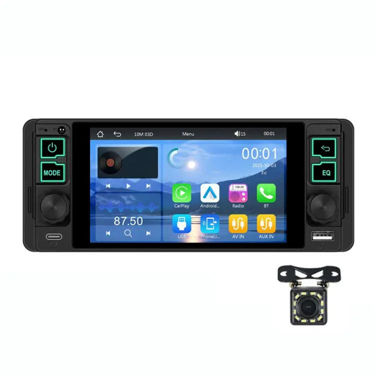 5,1 Zoll horizontaler Bildschirm Einsitzer-Universal-MP5-Player mit kabelloser Carplay-Funktion, integriertes Gerät, Standard, Standard + 12 Lichtkamera