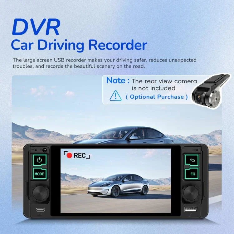 5,1 Zoll horizontaler Bildschirm Einsitzer-Universal-MP5-Player mit kabelloser Carplay-Funktion, integriertes Gerät, Standard, Standard + 12 Lichtkamera