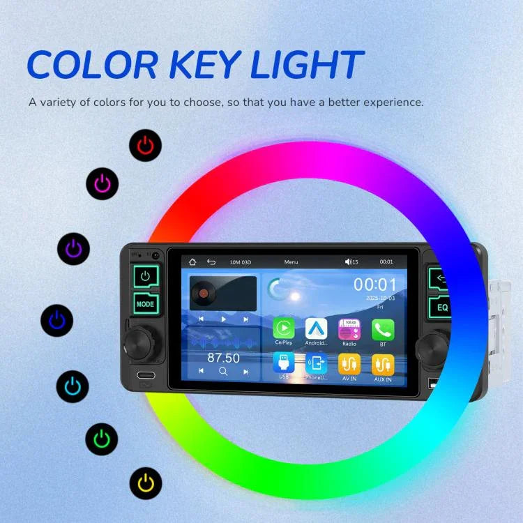 5,1 Zoll horizontaler Bildschirm Einsitzer-Universal-MP5-Player mit kabelloser Carplay-Funktion, integriertes Gerät, Standard, Standard + 12 Lichtkamera