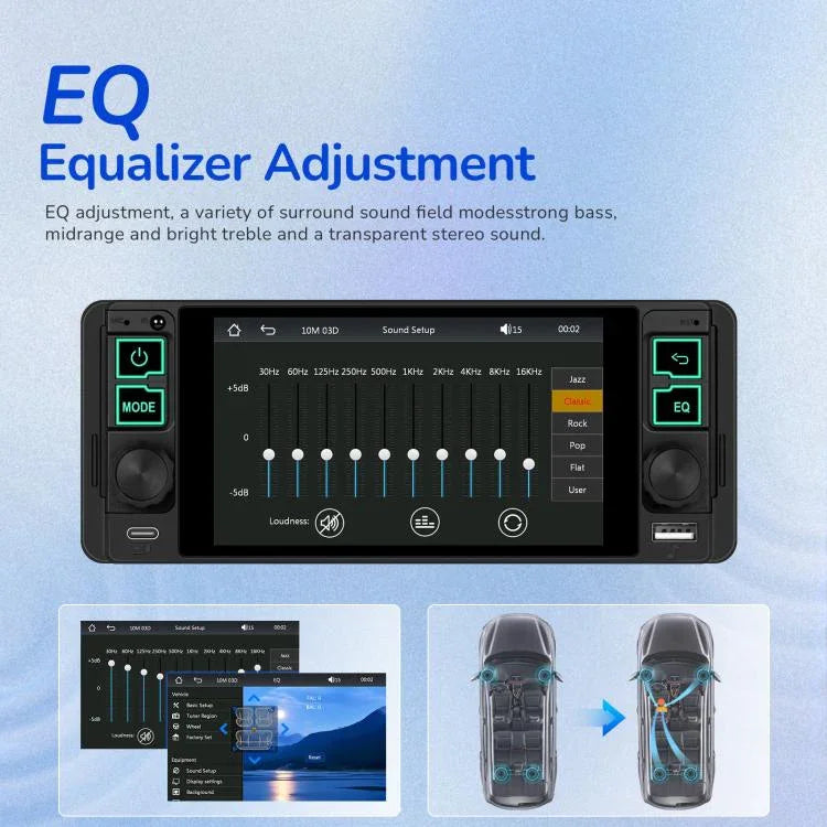 5,1 Zoll horizontaler Bildschirm Einsitzer-Universal-MP5-Player mit kabelloser Carplay-Funktion, integriertes Gerät, Standard, Standard + 12 Lichtkamera
