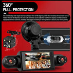 3 Zoll 1080P Auto-Dashcam mit vier Objektiven 480P Innenraum Links Rechts Rückkameras, L5972