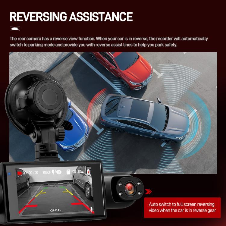 3 Zoll 1080P Auto-Dashcam mit vier Objektiven 480P Innenraum Links Rechts Rückkameras, L5972