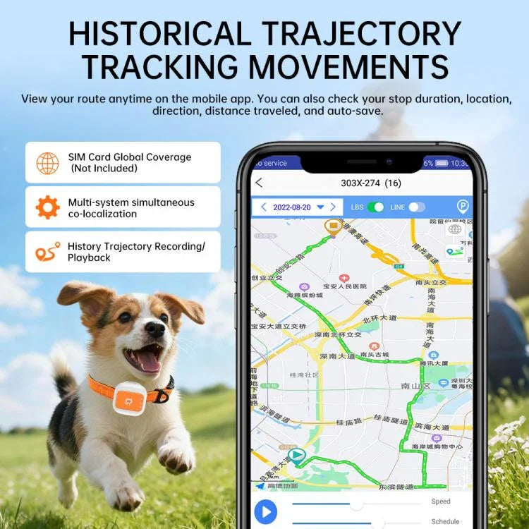 Echtzeit-GPS-/WLAN-Ortung, SOS-Notruf, Alarm für elektronischen Zaun, Haustierhalsband