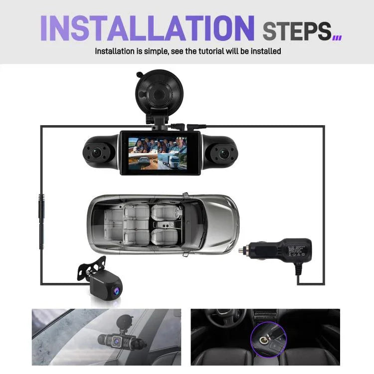 3 Zoll 2K Auto-DVR-Kamera WIFi Quad-Aufnahme HD Auto-Rekorder mit 1080P G-Sensor, L5942