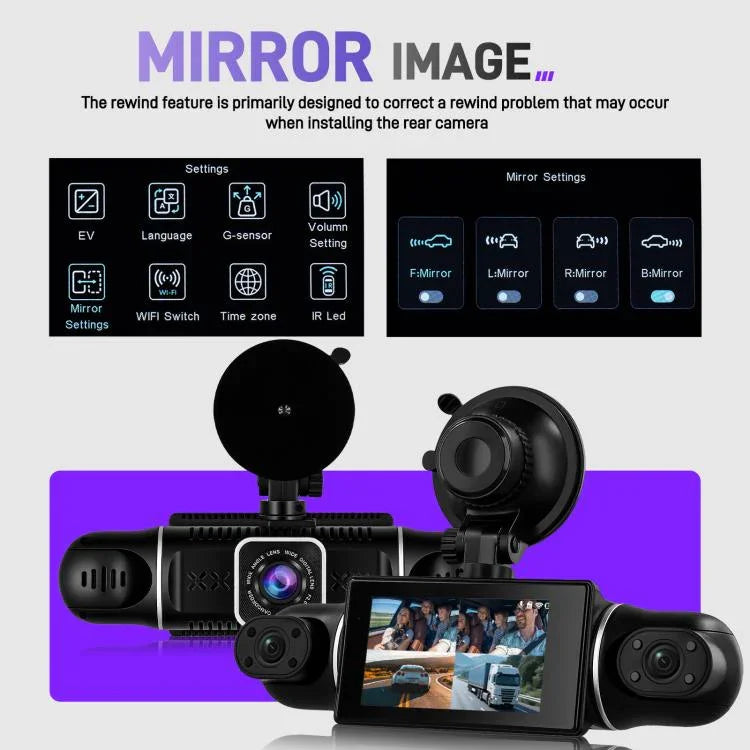 3 Zoll 2K Auto-DVR-Kamera WIFi Quad-Aufnahme HD Auto-Rekorder mit 1080P G-Sensor, L5942