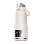 Tragbarer Babyflaschenwärmer 15000 mAh Kabelloser smarter Heizbecher mit einstellbarer Temperatur und konstanter 48-Stunden-Warmhaltefunktion, IPX6 Wasserdicht, Glas Weiß, Glas Grün, Edelstahl Weiß, Edelstahl Grün