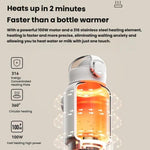 Tragbarer Babyflaschenwärmer 15000 mAh Kabelloser smarter Heizbecher mit einstellbarer Temperatur und konstanter 48-Stunden-Warmhaltefunktion, IPX6 Wasserdicht, Glas Weiß, Glas Grün, Edelstahl Weiß, Edelstahl Grün