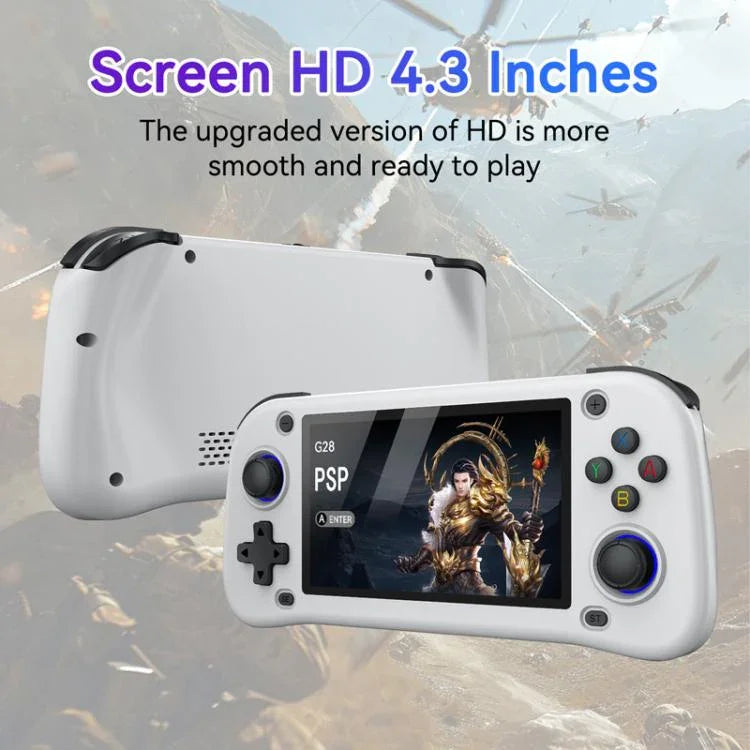 G28 Tragbare Open-Source-Handheld-Spielkonsole, 4,3-Zoll-HD-IPS-Bildschirm, ARM Quad-Core Cortex-A7 1.3GHz, 64GB