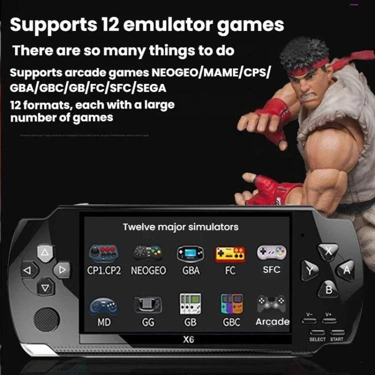 X6 tragbare Spielekonsole 4,3 Zoll HD Gaming Handheld, 8G mit Kamera, 32G ohne Kamera