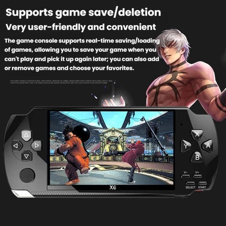 X6 tragbare Spielekonsole 4,3 Zoll HD Gaming Handheld, 8G mit Kamera, 32G ohne Kamera