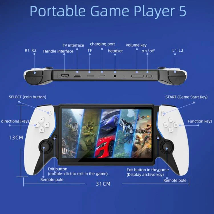 7,0 Zoll Handheld Open-Source-Spielkonsole mit hochauflösenden Arcade-Battles, P5 Weiß, P5 Schwarz, P5 Blau Rot, P5 Weiß Doubles Version, P5 Schwarz Doubles Version, P5 Blau Rot Doubles Version