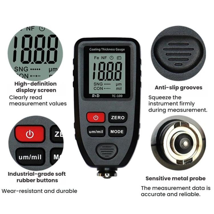 R&D INSTRUMENTS TC-100 Hochpräziser Beschichtungsdickenmesser für Autolackfilmdicke, TC-100