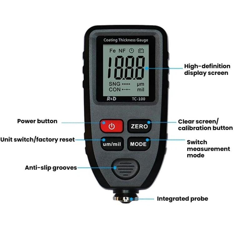 R&D INSTRUMENTS TC-100 Hochpräziser Beschichtungsdickenmesser für Autolackfilmdicke, TC-100