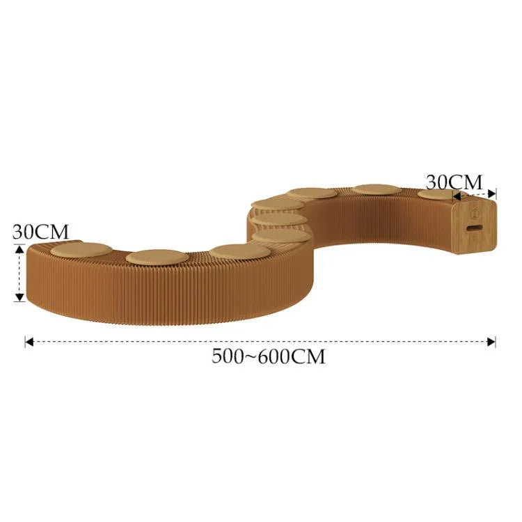 Akkordeon ausklappbare Papierbank, klappbares Sofastuhl, Eingangshocker, Höhe 30cm 3-Sitzer Braun, Höhe 30cm 6-Sitzer Braun, Höhe 30cm 9-Sitzer Braun, Höhe 44cm 3-Sitzer Braun, Höhe 44cm 6-Sitzer Braun, Höhe 44cm 9-Sitzer Braun