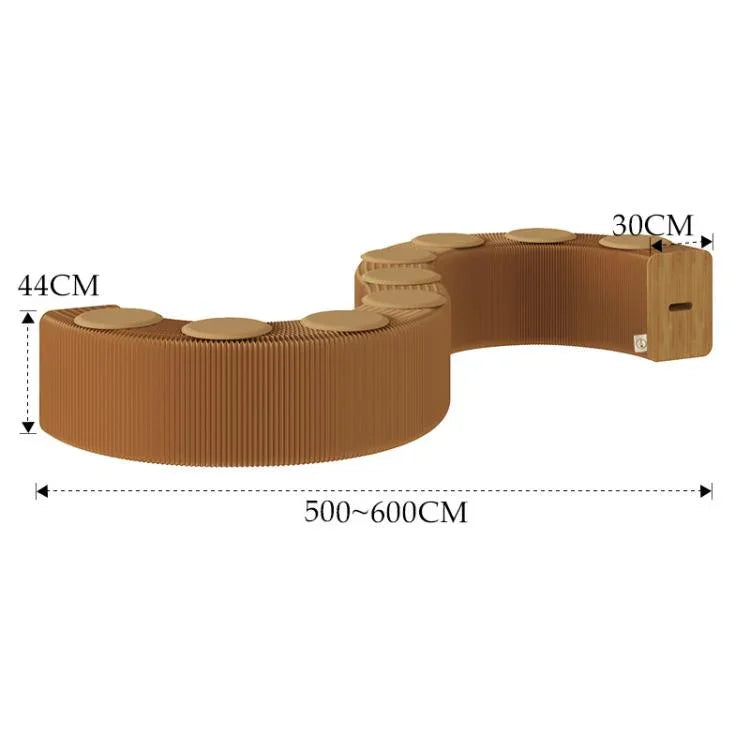 Akkordeon ausklappbare Papierbank, klappbares Sofastuhl, Eingangshocker, Höhe 30cm 3-Sitzer Braun, Höhe 30cm 6-Sitzer Braun, Höhe 30cm 9-Sitzer Braun, Höhe 44cm 3-Sitzer Braun, Höhe 44cm 6-Sitzer Braun, Höhe 44cm 9-Sitzer Braun