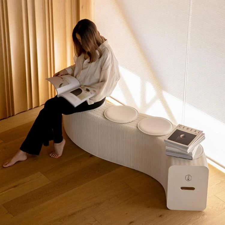 Akkordeon ausklappbare Papierbank, klappbares Sofastuhl, Eingangshocker, Höhe 30cm 3-Sitzer Braun, Höhe 30cm 6-Sitzer Braun, Höhe 30cm 9-Sitzer Braun, Höhe 44cm 3-Sitzer Braun, Höhe 44cm 6-Sitzer Braun, Höhe 44cm 9-Sitzer Braun