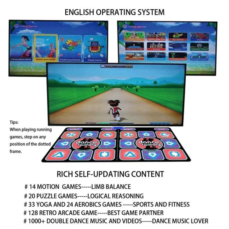 AR Bewegungsgesteuerte Tanzmatte für TV & PC Drahtloses Dual-Player Fitness Game Pad mit HDMI & 16GB Speicherkarte, Paar-Stil, Samt-Stil