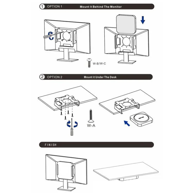Monitorhalterung für die Montage unter dem Schreibtisch am Mac Mini M1 / ​​M2