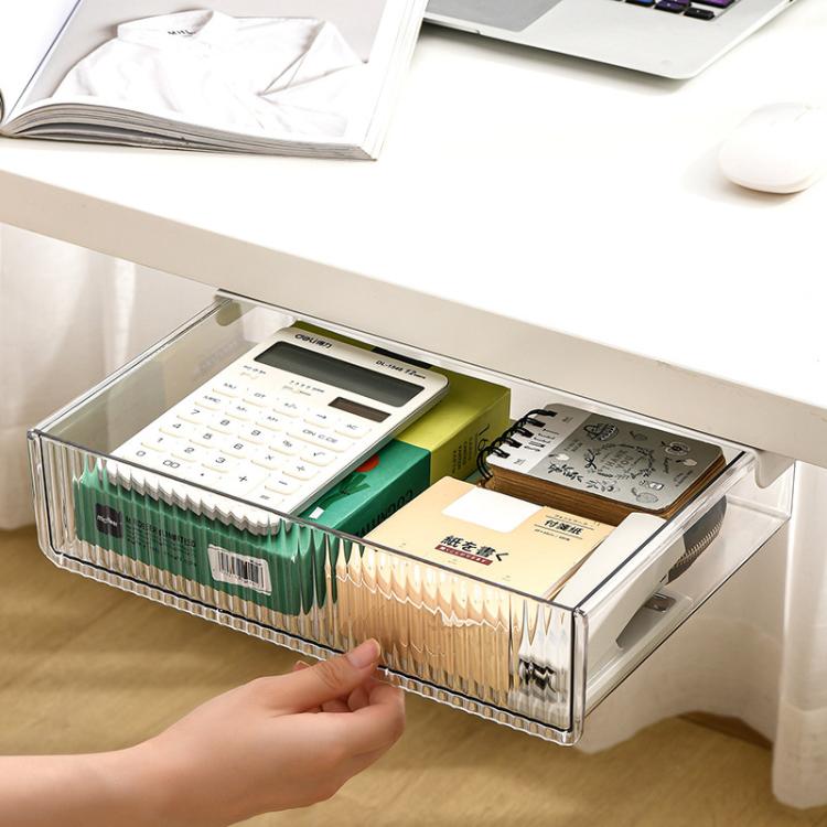 Unsichtbare Aufbewahrungsbox mit ausziehbarer Schublade für Schreibtisch, Schreibwaren und Büroartikel, Mittel Transparent, Mittel Transparent Schwarz, Groß Transparent, Groß Transparent Schwarz, XL Transparent
