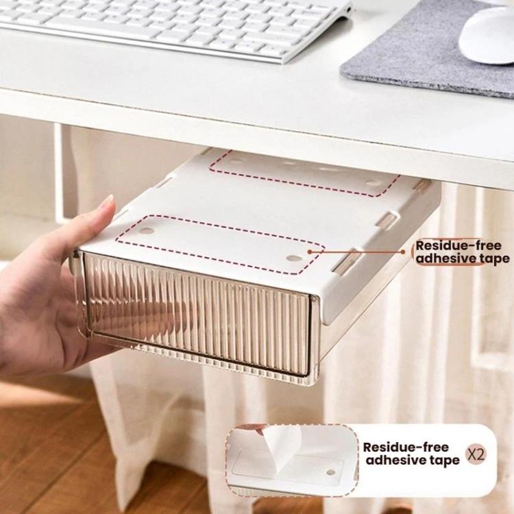 Unsichtbare Aufbewahrungsbox mit ausziehbarer Schublade für Schreibtisch, Schreibwaren und Büroartikel, Mittel Transparent, Mittel Transparent Schwarz, Groß Transparent, Groß Transparent Schwarz, XL Transparent