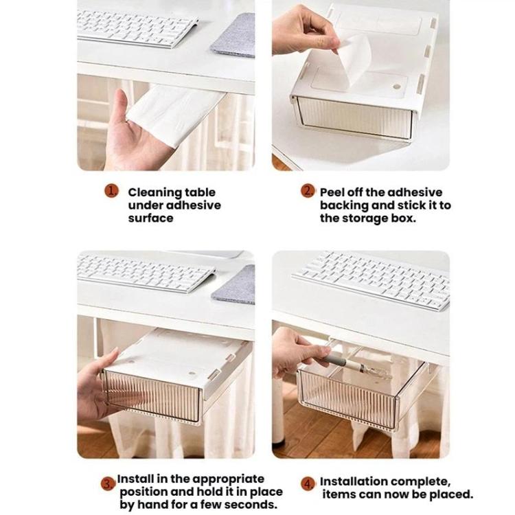 Unsichtbare Aufbewahrungsbox mit ausziehbarer Schublade für Schreibtisch, Schreibwaren und Büroartikel, Mittel Transparent, Mittel Transparent Schwarz, Groß Transparent, Groß Transparent Schwarz, XL Transparent